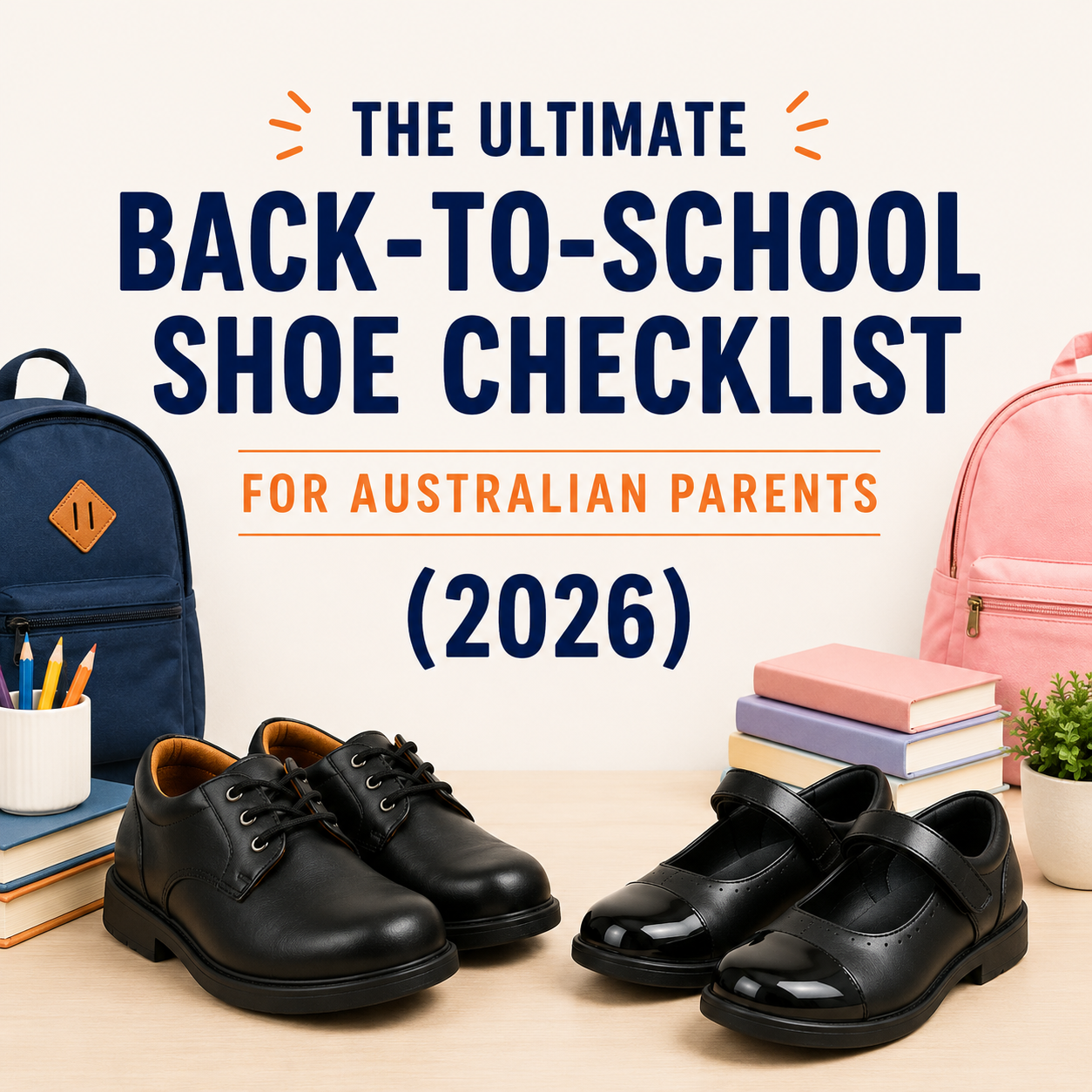 The Ultimate Back-to-School Shoe Checklist for Australian Parents 2026 featuring boys and girls black leather school shoes