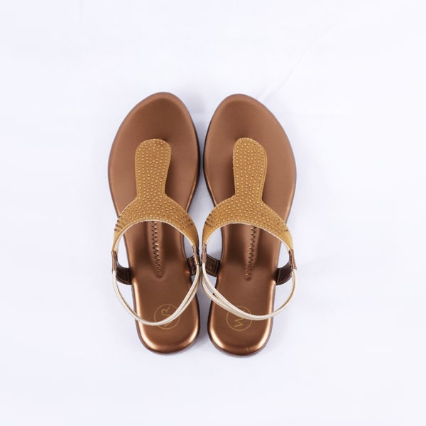 Elysia Copper Flat Sandals for Women With Ankle Straps