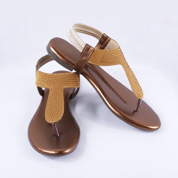 Elysia Copper Flat Sandals for Women With Ankle Straps