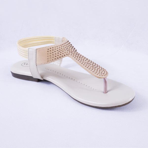 Elysia Cream Flat Sandals for Women with Ankle Straps
