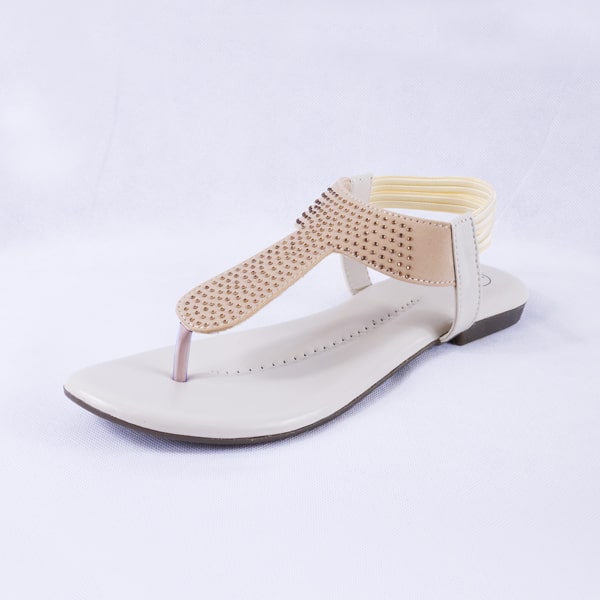 Elysia Cream Flat Sandals for Women with Ankle Straps