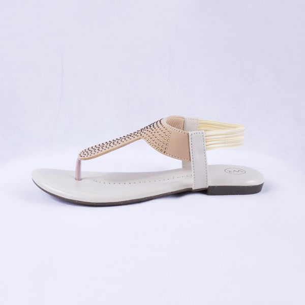 Elysia Cream Flat Sandals for Women with Ankle Straps