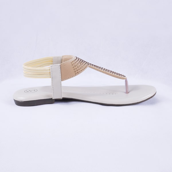 Elysia Cream Flat Sandals for Women with Ankle Straps