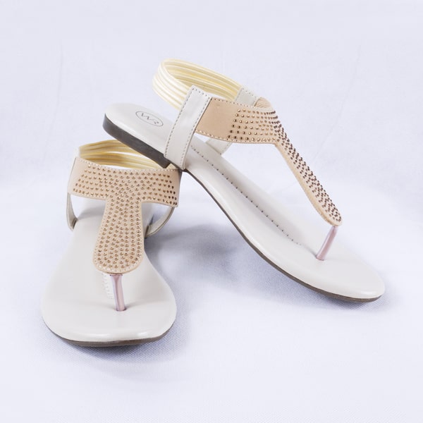 Elysia Cream Flat Sandals for Women with Ankle Straps