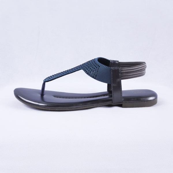 Elysia Grey Flat Sandals for Women with Ankle Straps