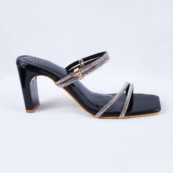 Gemma Black Patent Mules Heels