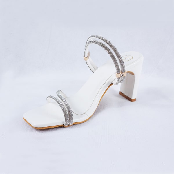 Gemma Patent White Mules Heels