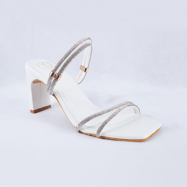 Gemma Patent White Mules Heels