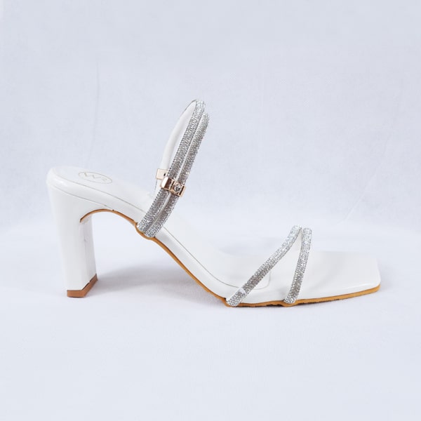 Gemma Patent White Mules Heels