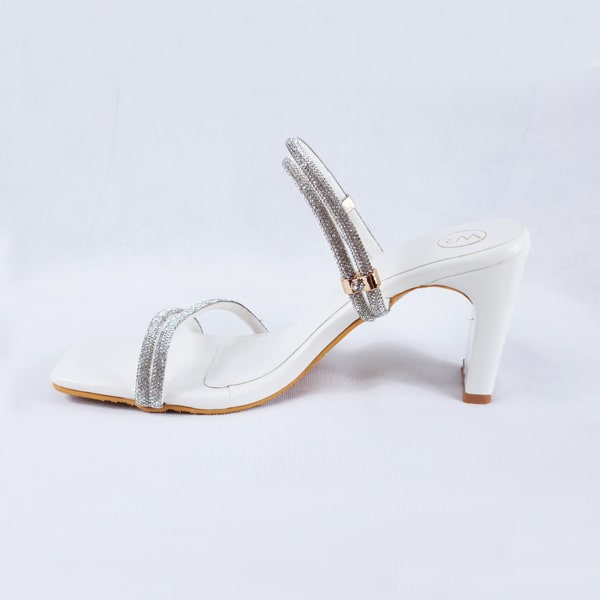 Gemma Patent White Mules Heels