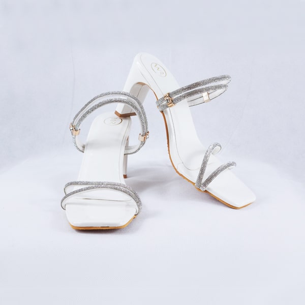 Gemma Patent White Mules Heels