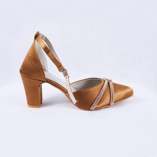 Joice Block Gold Heels Pumps Heels Court Shoes