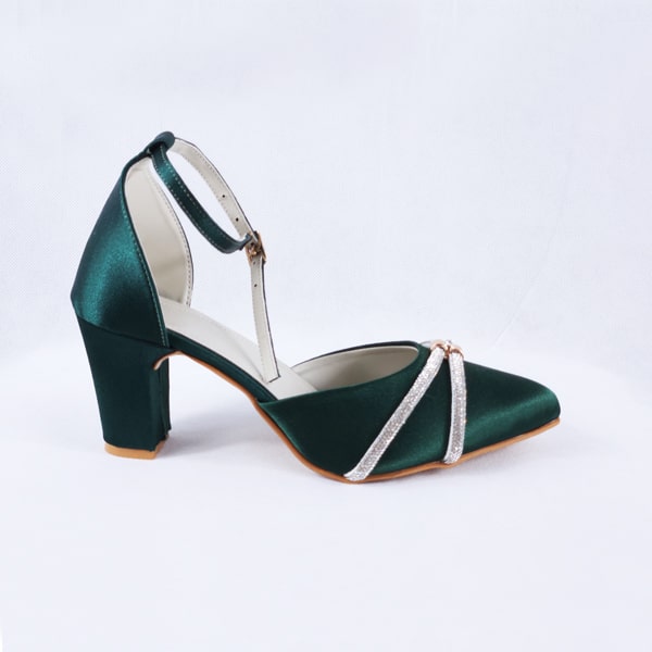 Joice Green Block Heels Pumps Heels Court Shoes