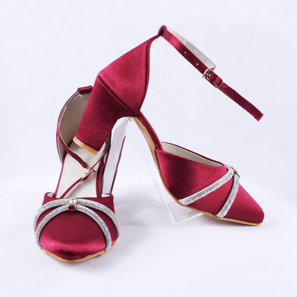 Joice Red Block Heels Pumps Heels Court Shoes